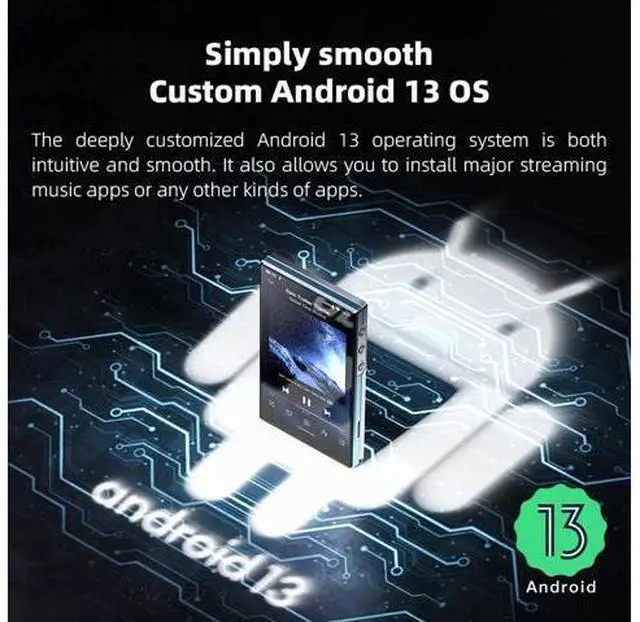 Alt view image 5 of 7 - JadeAudio/ JM21 Android 13 Hi-Res Music Player MP3 with Snapdragon 680, Bluetooth WiFi USB DAC 12.5H Playtime (3+32g Sky Blue)