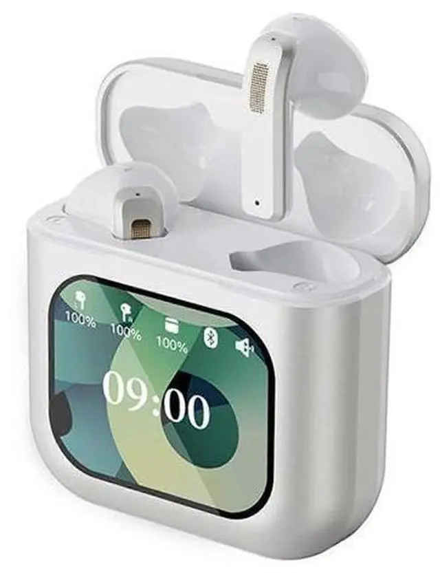 Main image of Bluetooth 5.2 Earbuds with 2.01" Touch Screen Case, 8G MP3 Storage & Noise Cancelling (White)