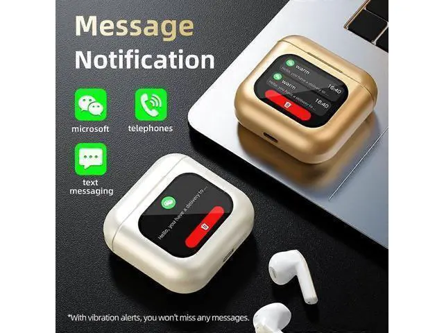 Alt view image 5 of 5 - Bluetooth 5.2 Earbuds with 2.01" Touch Screen Case, 8G MP3 Storage & Noise Cancelling (White)