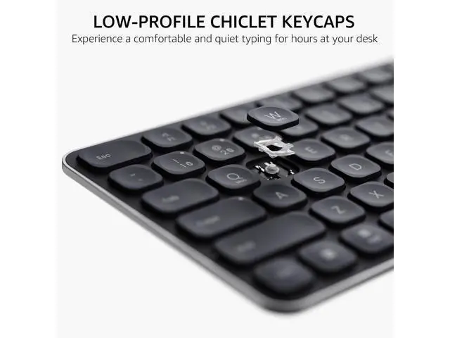 Alt view image 4 of 7 - 9010M Multi-Device Keyboard and Mouse Combo, 2.4GHz/Bluetooth 5.0/4.0 Wireless Keyboard & Mouse Set for Windows/Mac/Linux/Chrome, Support 4 Devices, Low-Profile Silent Click, Battery Powered