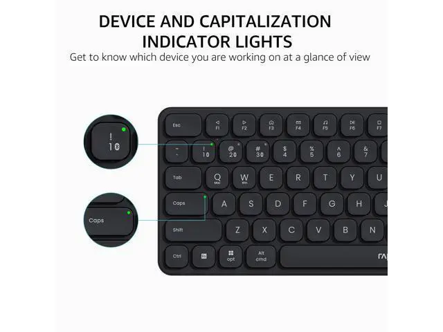 Alt view image 6 of 7 - 9010M Multi-Device Keyboard and Mouse Combo, 2.4GHz/Bluetooth 5.0/4.0 Wireless Keyboard & Mouse Set for Windows/Mac/Linux/Chrome, Support 4 Devices, Low-Profile Silent Click, Battery Powered