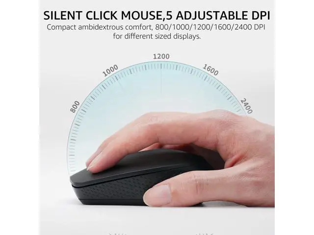 Alt view image 5 of 7 - 9010M Multi-Device Keyboard and Mouse Combo, 2.4GHz/Bluetooth 5.0/4.0 Wireless Keyboard & Mouse Set for Windows/Mac/Linux/Chrome, Support 4 Devices, Low-Profile Silent Click, Battery Powered