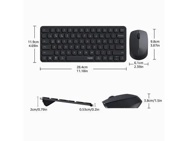 Alt view image 7 of 7 - 9010M Multi-Device Keyboard and Mouse Combo, 2.4GHz/Bluetooth 5.0/4.0 Wireless Keyboard & Mouse Set for Windows/Mac/Linux/Chrome, Support 4 Devices, Low-Profile Silent Click, Battery Powered