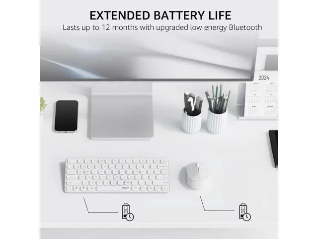 Alt view image 5 of 7 - 9010M Multi-Device Keyboard and Mouse Combo, 2.4GHz/Bluetooth 5.0/4.0 Wireless Keyboard & Mouse Set for Windows/Mac/Linux/Chrome, Support 4 Devices, Low-Profile Silent Click, Battery Powered
