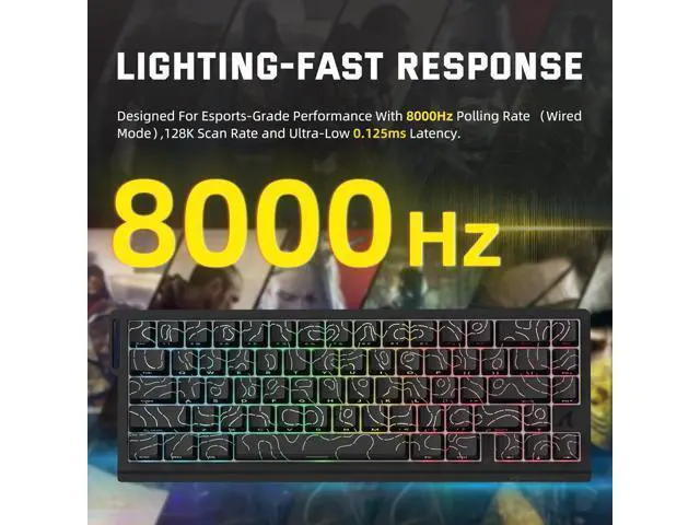 Alt view image 5 of 7 - X11 & X68 PRO HE Wireless Gaming Combo,Rapid Trigger Hall Effect Magnetic Switch 8K Keyboard,Ultra-Light 22K DPI PAW3311 Optical Sensor Mouse,RGB Backlit Tri-Mode with Coiled Cable-Black