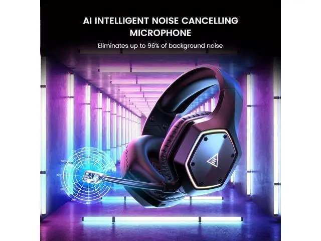 Alt view image 3 of 5 - EKSA Wireless Headset for PC PS4 PS5 Computer - 7.1 Surround Sound, AI Intelligent Noise Cancelling Microphone(ENC), Low Latency 2.4G USB Dongle, 36 Hour Battery, Game/Music Mode, RG (E1000WT-NEW-BLK)