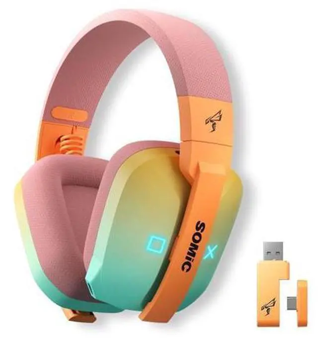 Main image of SOMIC G810 Wireless Headset 2.4G Low Latency Headset for PC PS4 PS5 Laptop, Bluetooth 5.2 Wireless Headphone with Built-in Mic, 50H Playtime, RGB Light Foldable for Gamer (Xbox Only Work (G810-Yellow)