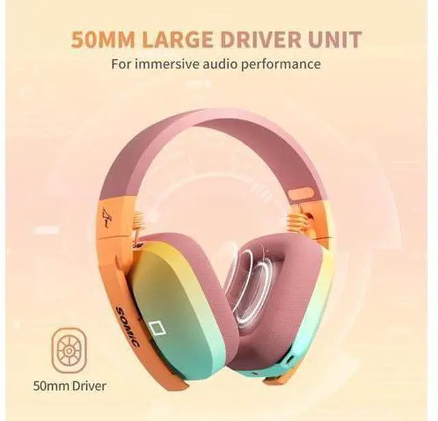 Alt view image 3 of 5 - SOMIC G810 Wireless Headset 2.4G Low Latency Headset for PC PS4 PS5 Laptop, Bluetooth 5.2 Wireless Headphone with Built-in Mic, 50H Playtime, RGB Light Foldable for Gamer (Xbox Only Work (G810-Yellow)