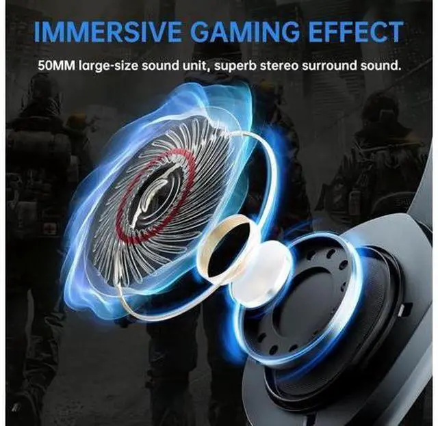 Alt view image 3 of 5 - SOMIC GS401PRO Wireless Gaming Headset with Microphone, Bluetooth 5.2 Wireless Headphone Low Latency with 45Hrs Battery, Stereo Sound for PC, PS4, PS5, Switch, Smartphone (For Xbox only work in wired)