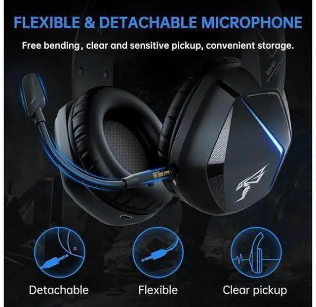 Alt view image 5 of 5 - SOMIC GS401PRO Wireless Gaming Headset with Microphone, Bluetooth 5.2 Wireless Headphone Low Latency with 45Hrs Battery, Stereo Sound for PC, PS4, PS5, Switch, Smartphone (For Xbox only work in wired)