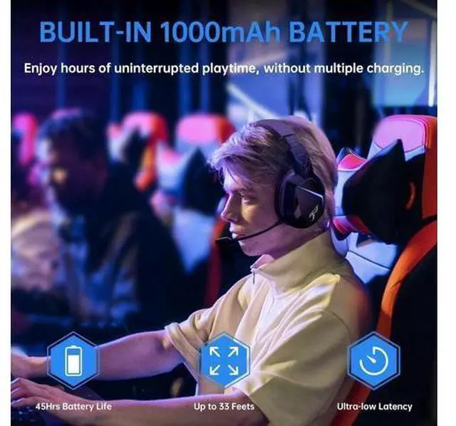Alt view image 4 of 5 - SOMIC GS401PRO Wireless Gaming Headset with Microphone, Bluetooth 5.2 Wireless Headphone Low Latency with 45Hrs Battery, Stereo Sound for PC, PS4, PS5, Switch, Smartphone (For Xbox only work in wired)