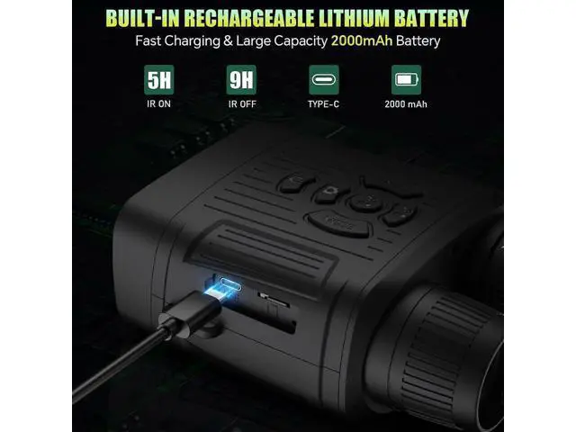 Alt view image 5 of 5 - Deuninker 4K Night Vision Goggles with 10X Zoom, Rechargeable Digital Binoculars for Hunting & Bird Watching (Black)