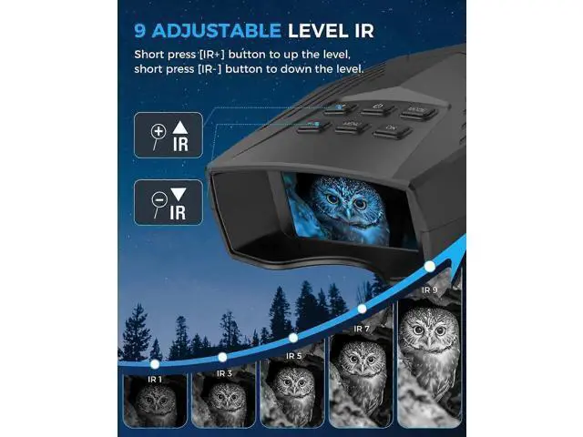 Alt view image 3 of 5 - Deuninker Night Vision Goggles with 3'' Screen, 5K HD Video & 10x Zoom, Infrared Binoculars for Adults (Black)