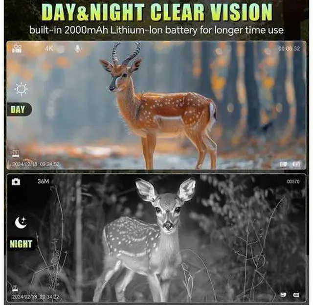 Alt view image 2 of 5 - Deuninker 4K Night Vision Goggles with 10X Zoom, Rechargeable Digital Binoculars for Hunting & Bird Watching (Black)