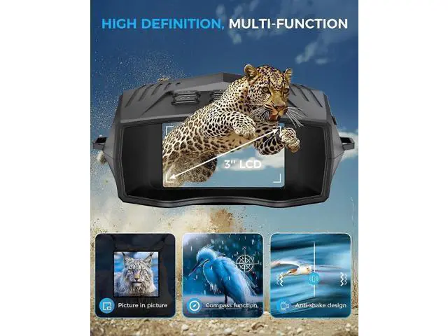 Alt view image 5 of 5 - Deuninker Night Vision Goggles with 3'' Screen, 5K HD Video & 10x Zoom, Infrared Binoculars for Adults (Black)