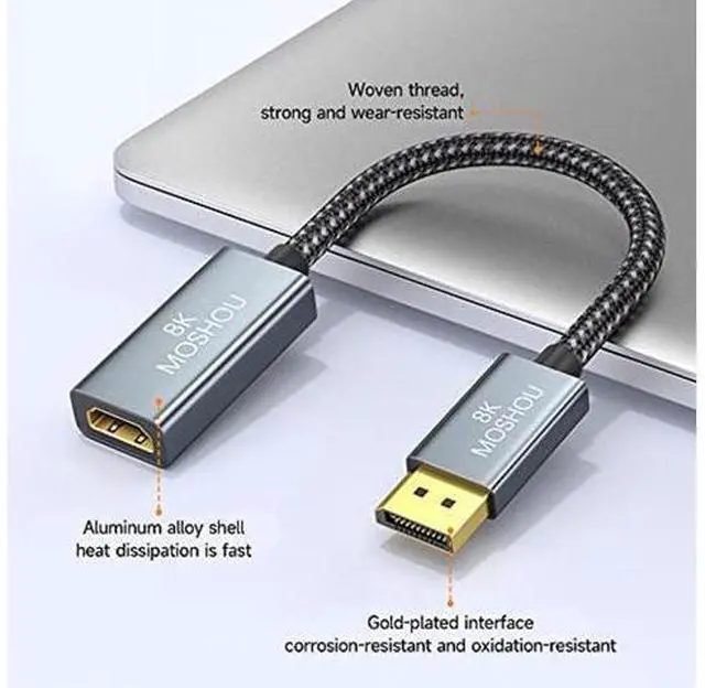Alt view image 3 of 4 - DisplayPort 1.4 to HDMI 2.1 HDR Active Adapter,Support 4k@120Hz,8K@60Hz,HDR,Uni-Directional Display Port 1.4 to HDMI 8K Converter,Support for RTX3080/3090,RX6800/6900 and More