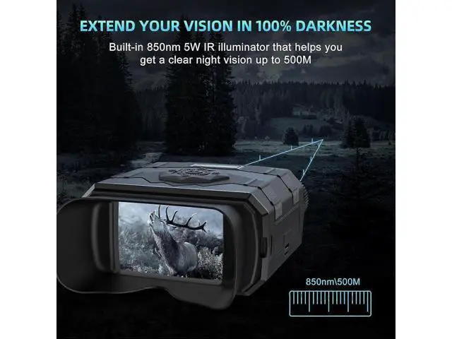 Alt view image 3 of 5 - Ecocleanpath 3.5'' HD Night Vision Binoculars with 4K Video, 3000mAh Rechargeable Battery for Hunting & Wildlife