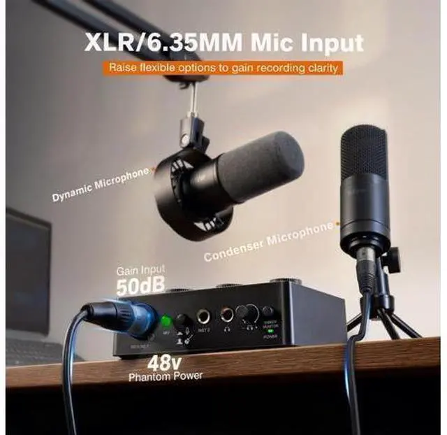 Alt view image 3 of 7 - FIFINE PC Audio Mixer for Recording Music, USB Interface for Streaming and Podcasting with XLR, Monitor, 48V Phantom Power, Gain Knob, for Instrument Guitar/Video Content Creation/Vocal-AMPLITANK SC1