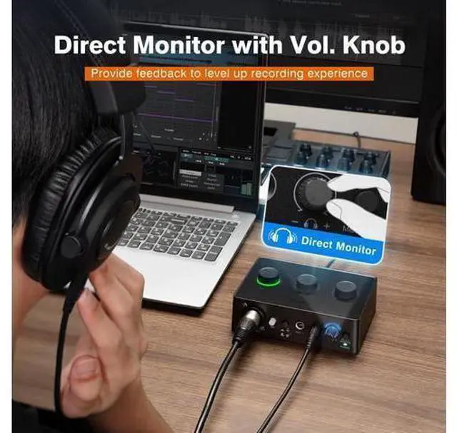 Alt view image 4 of 7 - FIFINE PC Audio Mixer for Recording Music, USB Interface for Streaming and Podcasting with XLR, Monitor, 48V Phantom Power, Gain Knob, for Instrument Guitar/Video Content Creation/Vocal-AMPLITANK SC1