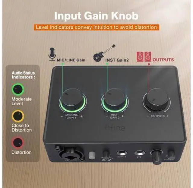 Alt view image 6 of 7 - FIFINE PC Audio Mixer for Recording Music, USB Interface for Streaming and Podcasting with XLR, Monitor, 48V Phantom Power, Gain Knob, for Instrument Guitar/Video Content Creation/Vocal-AMPLITANK SC1