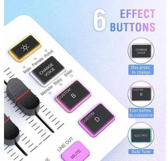 Alt view image 5 of 7 - DeuninkerAudio Mixer, Gaming Streaming PC Mixer with Slider Fader, XLR Microphone Interface, Monitoring, for Video/Game Voice/Podcast Recording-AmpliGame SC3W