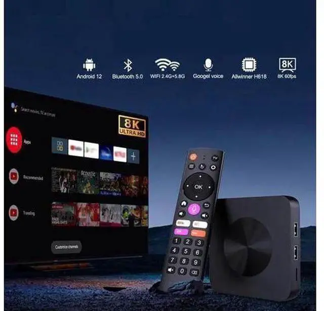 Alt view image 7 of 7 - 8K Android 13 TV Box H618, 2GB+16GB, WiFi6, Bluetooth Voice Remote, 5G, 6K Output, HDMI, Streaming Media Player