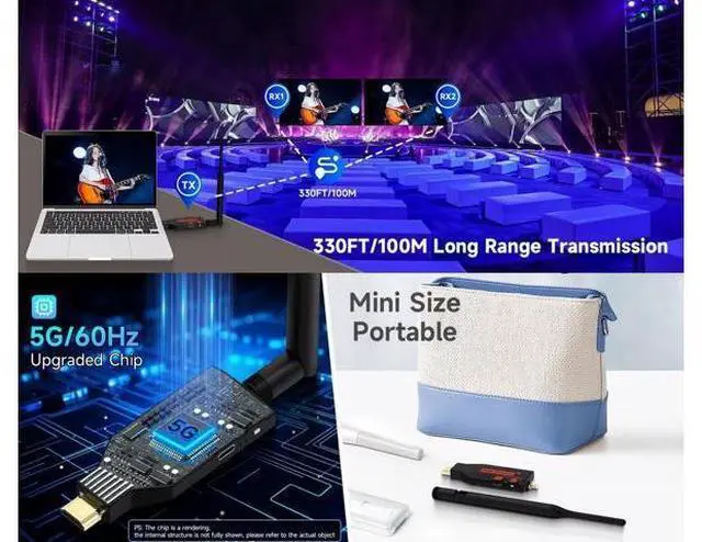 Alt view image 3 of 7 - Wireless HDMI Extender Kit 1Tx+2Rx, 1080P@60Hz, 100m Range, Portable Design for Home & Professional Use