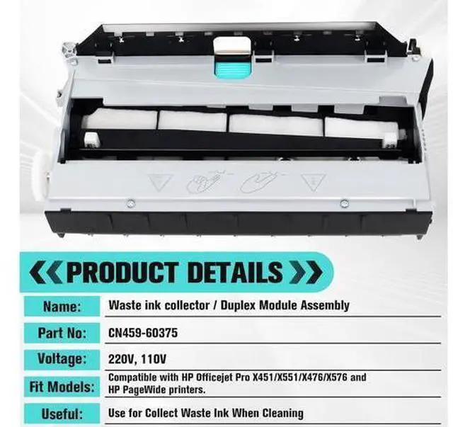 Alt view image 2 of 7 - Duplex Module for HP PageWide Pro 477dw 477dn 577dw 577dz 552dw x476 377dw Printer, Assembly Ink Waste Maintenance Box, Replacement for HP973 HP974 HP975 CN459-60375 CN598-67004