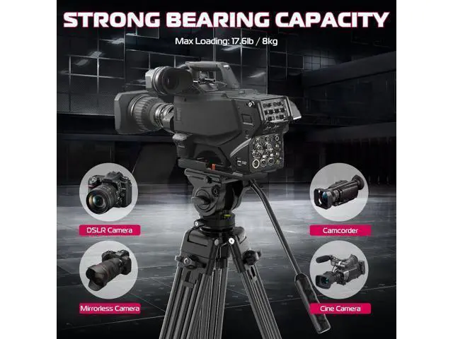 Alt view image 7 of 7 - Deuninker MT-81 Camera Video Tripod with 360 Degree Fluid Head, 61inch/155cm Heavy Duty Aluminum Alloy Camera Tripod Stand, Quick Release Plate Compatible with DSLR Camcorder, Load Up to 17.6lb/8kg