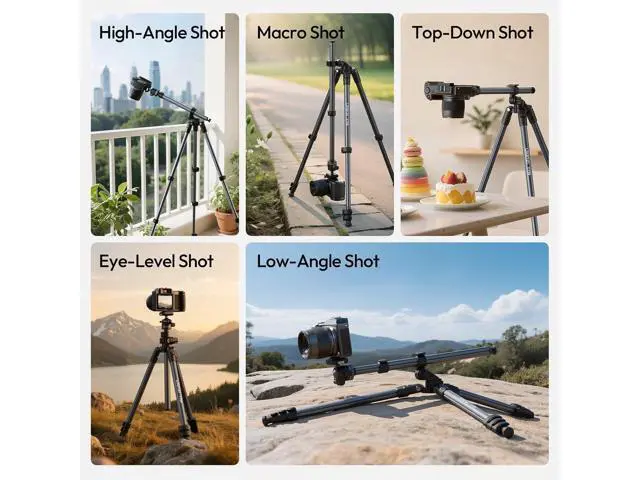Alt view image 2 of 7 - Deuninker TT59 Horizontal Overhead Photography Tripod, 68.9" Foldable Professional Camera Tripod Stand with Uka Quick Release Panoramic Ball Head for Mirrorless Camera/DSLR/Phone/Camcorder and All