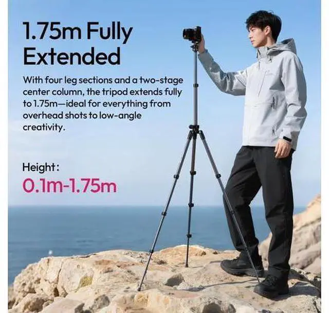 Alt view image 7 of 7 - Deuninker TT59 Horizontal Overhead Photography Tripod, 68.9" Foldable Professional Camera Tripod Stand with Uka Quick Release Panoramic Ball Head for Mirrorless Camera/DSLR/Phone/Camcorder and All