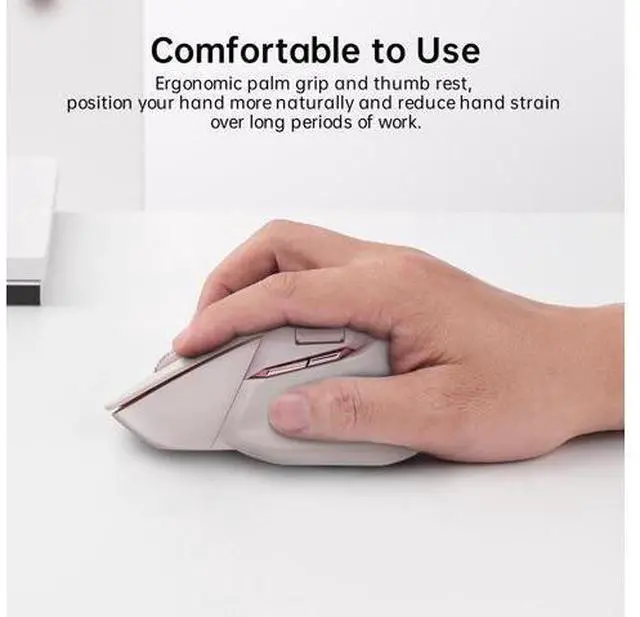 Alt view image 5 of 7 - MT760 Multi-Device Wireless Mouse, Bluetooth 5.0/3.0 + 2.4GHz Tri-Mode Connection, Support 4 Devices, M+ Cross-Computer Technology, 11 Programmable Buttons, 90 Days Battery Life, Pink