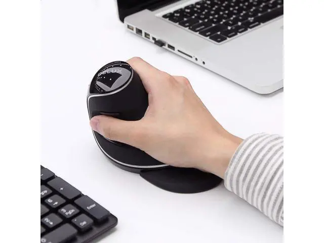 Alt view image 6 of 7 - DELUX Ergonomic Wireless Mouse with USB Receiver, 2.4G Wireless Vertical Mouse with 3 Adjustable DPI (800/1200/1600), 6 Buttons, Removable Wrist Rest for Laptop PC Computer (M618Plus Wireless-Black)