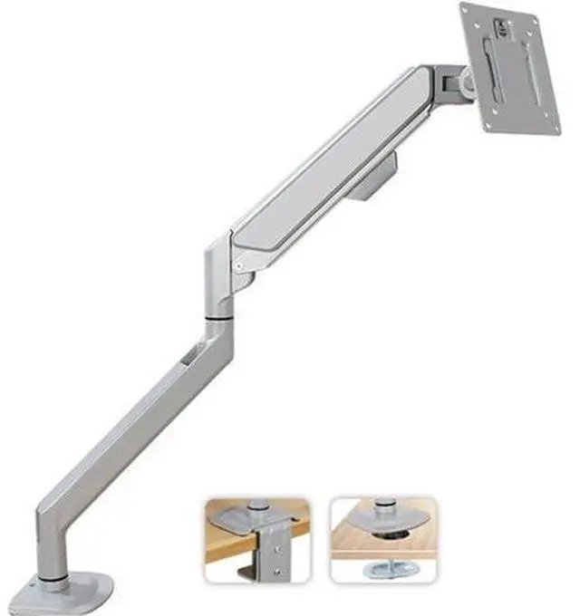 Main image of Monitor Desk Single Monitor Arm, Gas Spring Single Monitor Mount Up to 32" and 19.8 Lbs, Adjustable Aluminum Monitor Arm Desk Mount with C-Clamp and Grommet Base Monitor Stand,Silver