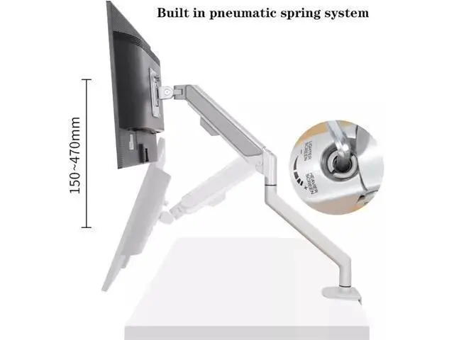 Alt view image 4 of 7 - Monitor Stands, Single Monitor Arm, Gas Spring Single Monitor Mount up to 32" and 19.8 lbs, Adjustable Aluminum Monitor Arm Desk Mount with C-Clamp and Grommet Base (Black),Black