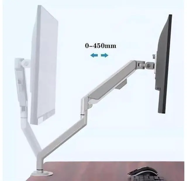 Alt view image 5 of 7 - Monitor Stands, Single Monitor Arm, Gas Spring Single Monitor Mount up to 32" and 19.8 lbs, Adjustable Aluminum Monitor Arm Desk Mount with C-Clamp and Grommet Base (Black),Black
