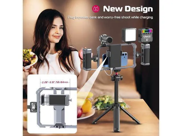 Alt view image 4 of 7 - Deuninker Universal Phone Video Rig Kit with Handles, Aluminum Handheld Stabilizer Phone Video Filmmaking Grip for Video Maker Videographer with Cold Shoe for iPhone 16 15 14 13 Mini Pro Max 8 Plus