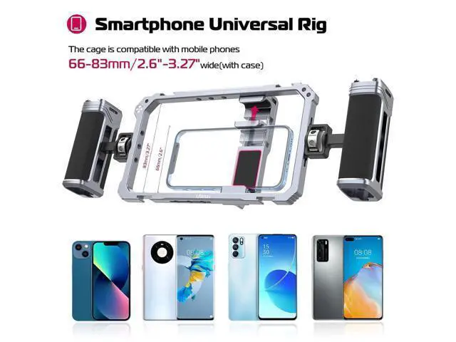 Alt view image 3 of 7 - Deuninker Universal Phone Video Rig Kit with Handles, Aluminum Handheld Stabilizer Phone Video Filmmaking Grip for Video Maker Videographer with Cold Shoe for iPhone 16 15 14 13 Mini Pro Max 8 Plus