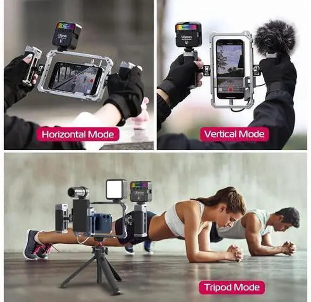 Alt view image 7 of 7 - Deuninker Universal Phone Video Rig Kit with Handles, Aluminum Handheld Stabilizer Phone Video Filmmaking Grip for Video Maker Videographer with Cold Shoe for iPhone 16 15 14 13 Mini Pro Max 8 Plus