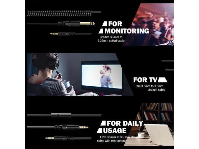 Alt view image 4 of 7 - Monitor 60 Wired Headphones Professional Studio Headphones Stereo Over Ear Headset With Hi-Res Audio Microphone for music enthusiast