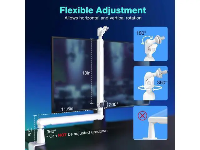 Alt view image 4 of 5 - Deuninker Boom Arm Mic Stand, Low Profile Microphone Arm Stand, Podcast Mic Boom Arm with Desk Mount, Cable Channels Management, Metal Boom Arm White for Recording/Streaming/Gaming/Home Office-BM88W
