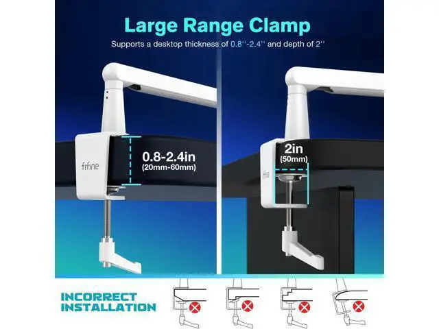 Alt view image 5 of 5 - Deuninker Boom Arm Mic Stand, Low Profile Microphone Arm Stand, Podcast Mic Boom Arm with Desk Mount, Cable Channels Management, Metal Boom Arm White for Recording/Streaming/Gaming/Home Office-BM88W