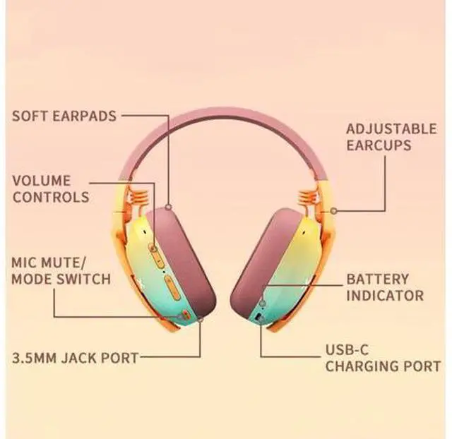 Alt view image 7 of 7 - G810 Wireless Headset 2.4G Low Latency Headset for PC PS4 PS5 Laptop, Bluetooth 5.2 Wireless Headphone with Built-in Mic, 50H Playtime, RGB Light Foldable for Gamer (Xbox Only Work in Wired)