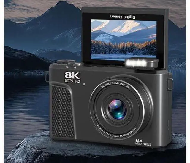 Alt view image 2 of 4 - 8K Ultra HD Digital Camera 88MP, 18X Zoom, 3" Flip Screen, WiFi, Student Selfie Camera, Slow Motion