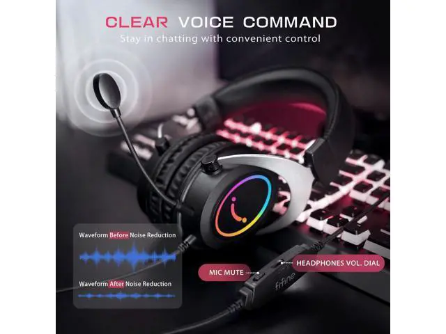 Alt view image 4 of 5 - FIFINE Gaming Headset with Detachable Microphone, Over-Ear Headset Wired with Passive Noise Canceling, 3.5mm Audio Jack, RGB, for Xbox, PC, PS4/PS5 Controller, Switch, Gamer Headset-Ampli (ABCD2316H3)