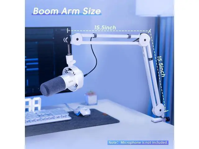 Alt view image 5 of 7 - Deuninker Microphone Boom Arm Kit, Metal Heavy Duty Mic Stand with 3/8" to 5/8" Threads Screw & 10ft Balanced XLR Cable for Podcasting Recording, Streaming & Recording-BM63W+L9W