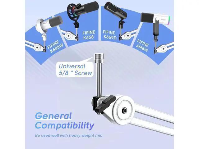 Alt view image 4 of 7 - Deuninker Microphone Boom Arm Kit, Metal Heavy Duty Mic Stand with 3/8" to 5/8" Threads Screw & 10ft Balanced XLR Cable for Podcasting Recording, Streaming & Recording-BM63W+L9W