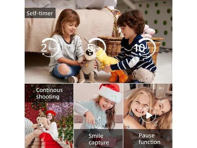 Alt view image 5 of 5 - Ecocleanpath Kids Digital Camera 2.5K UHD 1080P with 64GB Card, 16x Zoom Anti-Shake, Portable for Boys & Girls (White)