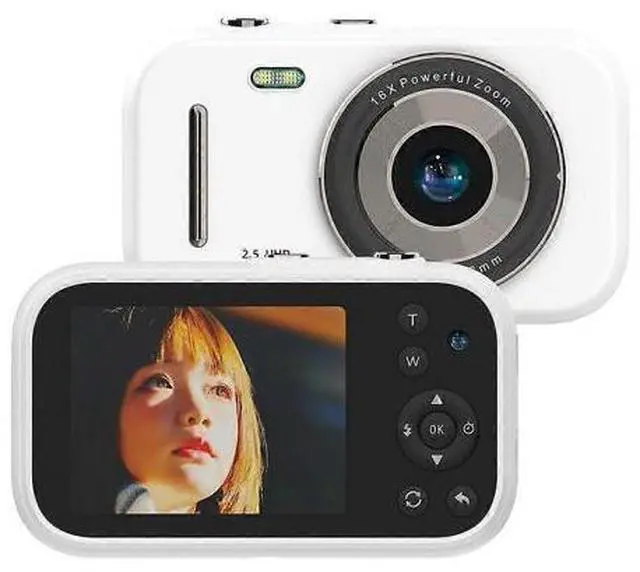 Main image of Ecocleanpath Kids Digital Camera 2.5K UHD 1080P with 64GB Card, 16x Zoom Anti-Shake, Portable for Boys & Girls (White)
