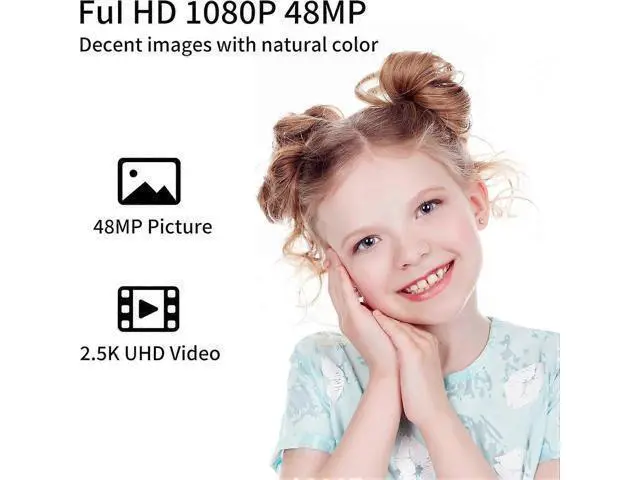 Alt view image 3 of 5 - Ecocleanpath Kids Digital Camera 2.5K UHD 1080P with 64GB Card, 16x Zoom Anti-Shake, Portable for Boys & Girls (White)